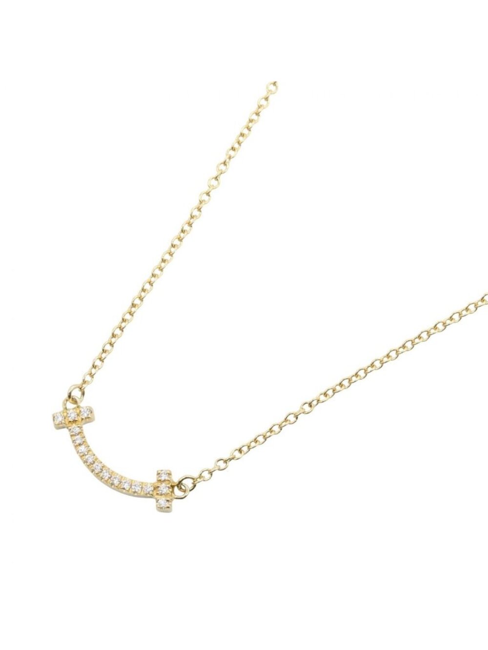 Tiffany & Co Necklace T Smile Mini Diamond 40.5 45 cm 18k